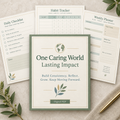 One Caring World Lasting Impact digital workbook cover and planning pages